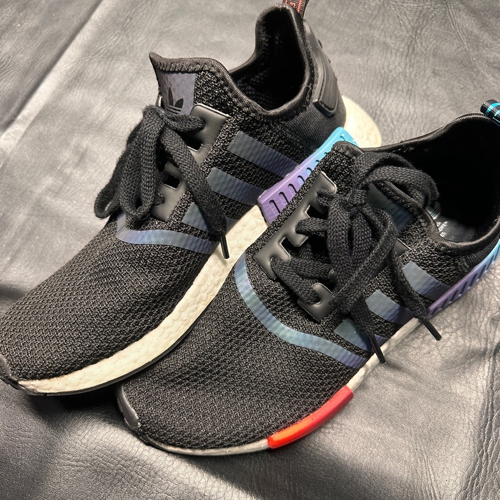 Adidas Black Reflective NMD Sneakers with Multicolor Highlights